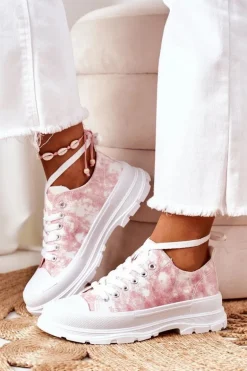 Trampki Na Platformie Różowe Z Efektem Tie-Dye Travel Time