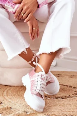 Trampki Na Platformie Różowe Z Efektem Tie-Dye Travel Time