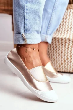 Trampki Slip On Wsuwane Złote Tenisówki Justy
