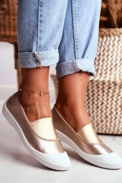 Trampki Slip On Wsuwane Złote Tenisówki Justy