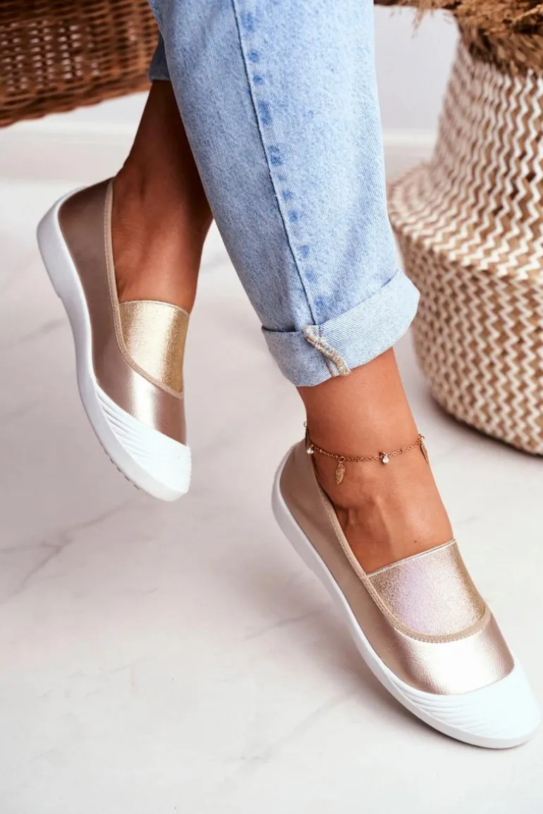 Trampki Slip On Wsuwane Złote Tenisówki Justy