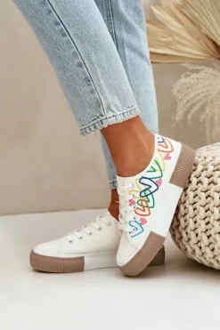 Trampki Tenisówki Damskie W Serca Białe Fonirea