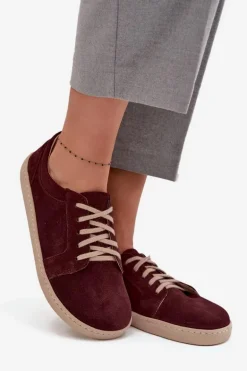 Trampki Typu Barefoot Z Naturalnego Zamszu Zazoo 314 Bordowe