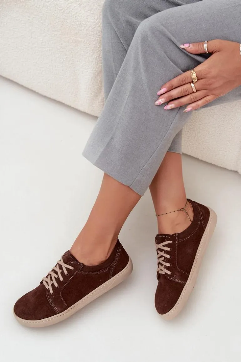Trampki Typu Barefoot Z Naturalnego Zamszu Zazoo 314 Czekoladowe