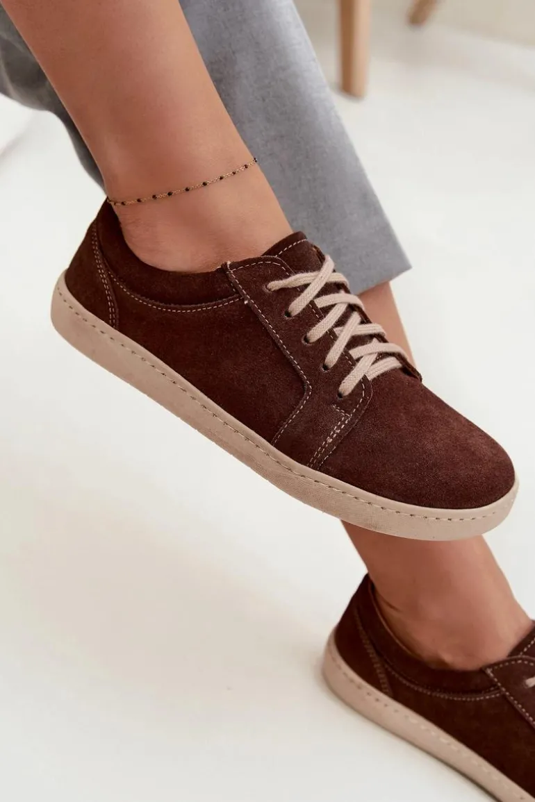 Trampki Typu Barefoot Z Naturalnego Zamszu Zazoo 314 Czekoladowe