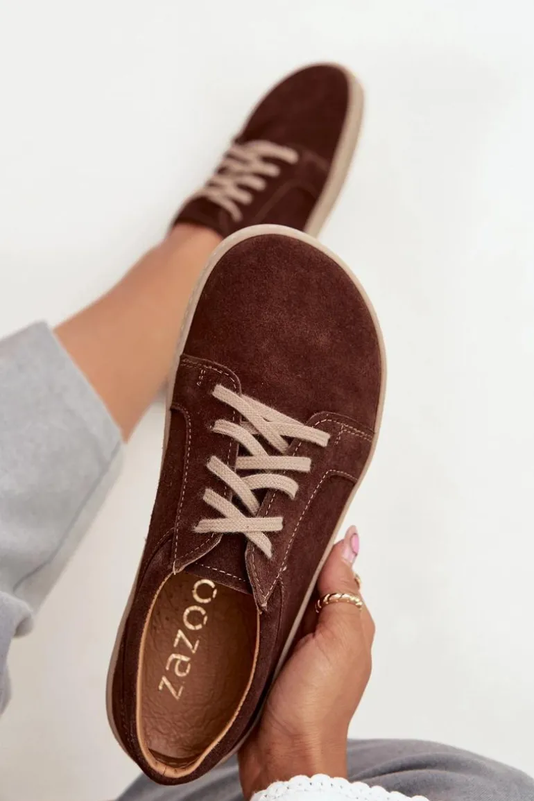 Trampki Typu Barefoot Z Naturalnego Zamszu Zazoo 314 Czekoladowe