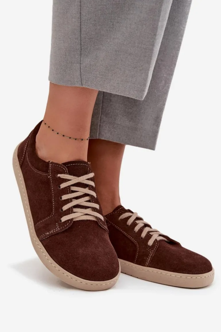 Trampki Typu Barefoot Z Naturalnego Zamszu Zazoo 314 Czekoladowe