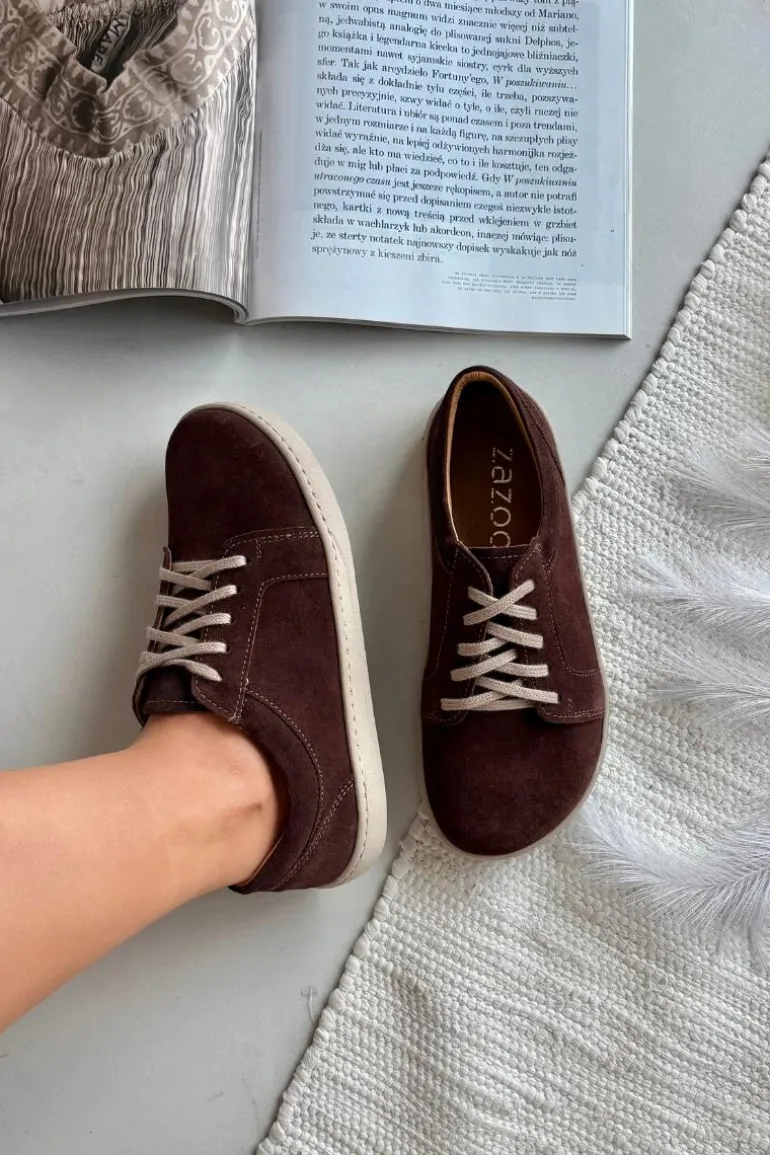 Trampki Typu Barefoot Z Naturalnego Zamszu Zazoo 314 Czekoladowe