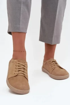 Trampki Typu Barefoot Z Naturalnego Zamszu Zazoo 314 Beżowe