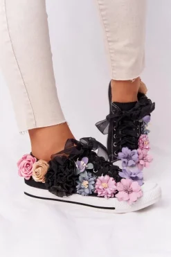 Trampki Z Kwiatam Lu Boo Czarne