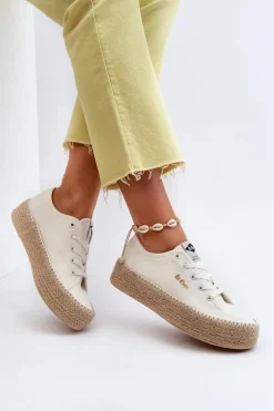 Trampki Z Plecionką Lee Cooper LCW-24-44-2410 Białe