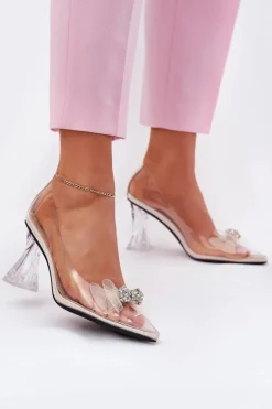 Transparentne Czółenka Z Kokardką Vinceza 62213 Beżowe