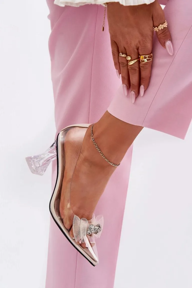 Transparentne Czółenka Z Kokardką Vinceza 62213 Beżowe