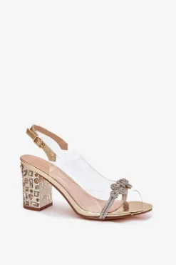 Transparentne Sandały Na Słupku D&A MR51-705 Złote