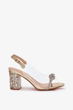 Transparentne Sandały Na Słupku D&A MR51-705 Złote