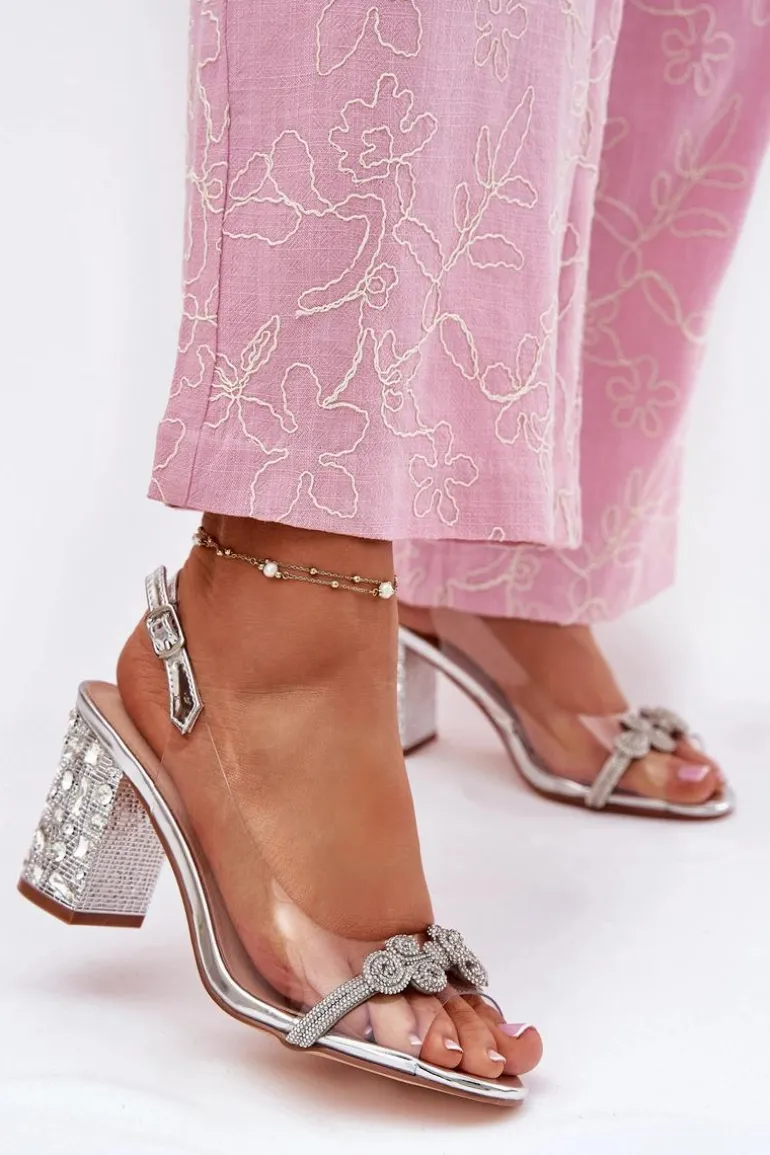 Transparentne Sandały Na Słupku D&A MR51-705 Srebrne