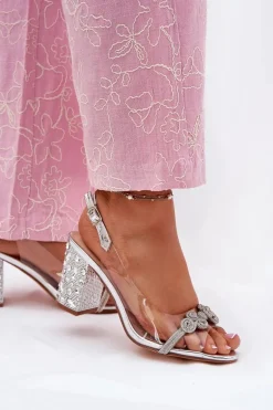 Transparentne Sandały Na Słupku D&A MR51-705 Srebrne