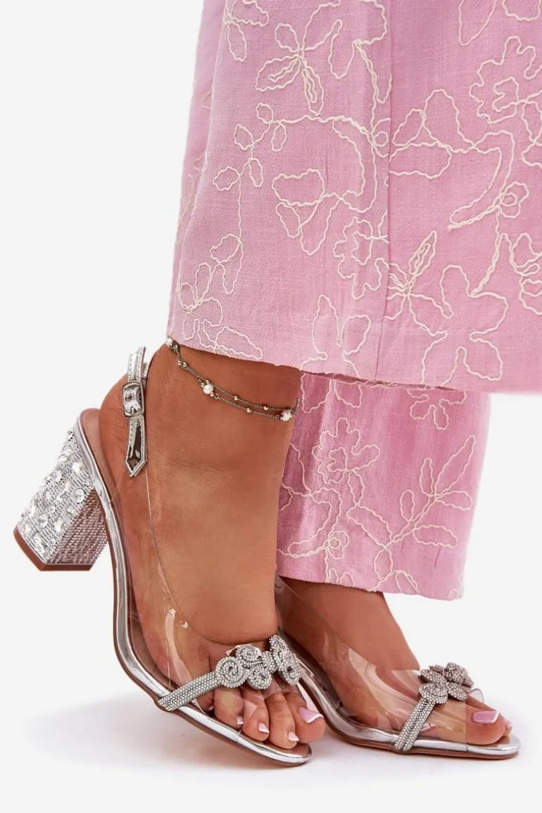 Transparentne Sandały Na Słupku D&A MR51-705 Srebrne