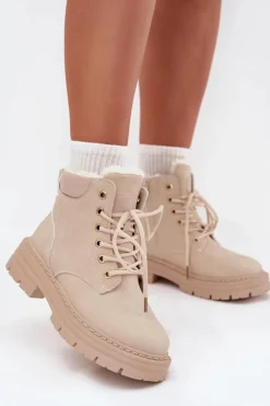 Trapery Damskie Ocieplane Futerkiem Na Zamek Jasnobeżowe Tharika