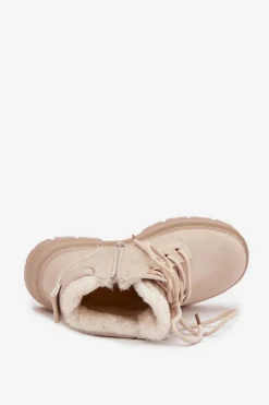 Trapery Damskie Ocieplane Futerkiem Na Zamek Jasnobeżowe Tharika