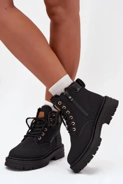 Trapery Damskie Ocieplane Futerkiem Na Zamek Czarne Tharika