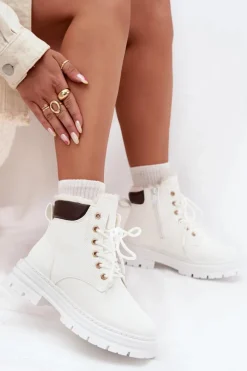 Trapery Damskie Ocieplane Futerkiem Na Zamek Białe Tharika