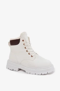 Trapery Damskie Ocieplane Futerkiem Na Zamek Białe Tharika