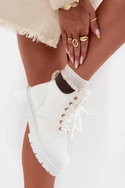 Trapery Damskie Ocieplane Futerkiem Na Zamek Białe Tharika