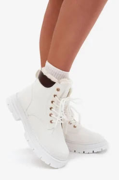 Trapery Damskie Ocieplane Futerkiem Na Zamek Białe Tharika