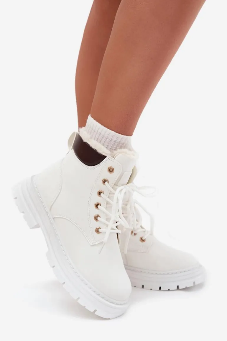 Trapery Damskie Ocieplane Futerkiem Na Zamek Białe Tharika