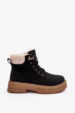 Trapery Damskie Skórzane Z Kożuchem Czarne Lynnvia