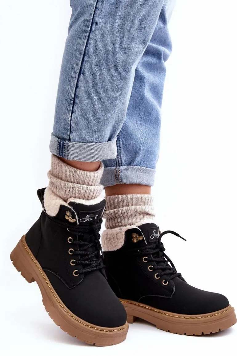 Trapery Damskie Skórzane Z Kożuchem Czarne Lynnvia