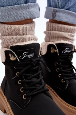 Trapery Damskie Skórzane Z Kożuchem Czarne Lynnvia