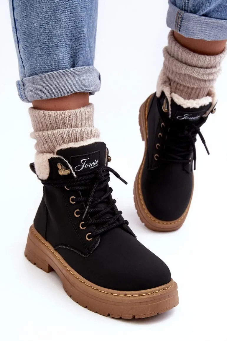 Trapery Damskie Skórzane Z Kożuchem Czarne Lynnvia