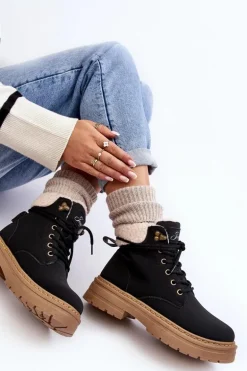 Trapery Damskie Skórzane Z Kożuchem Czarne Lynnvia