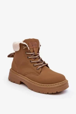 Trapery Damskie Skórzane Z Kożuchem Brązowe Lynnvia