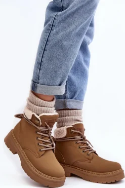 Trapery Damskie Skórzane Z Kożuchem Brązowe Lynnvia