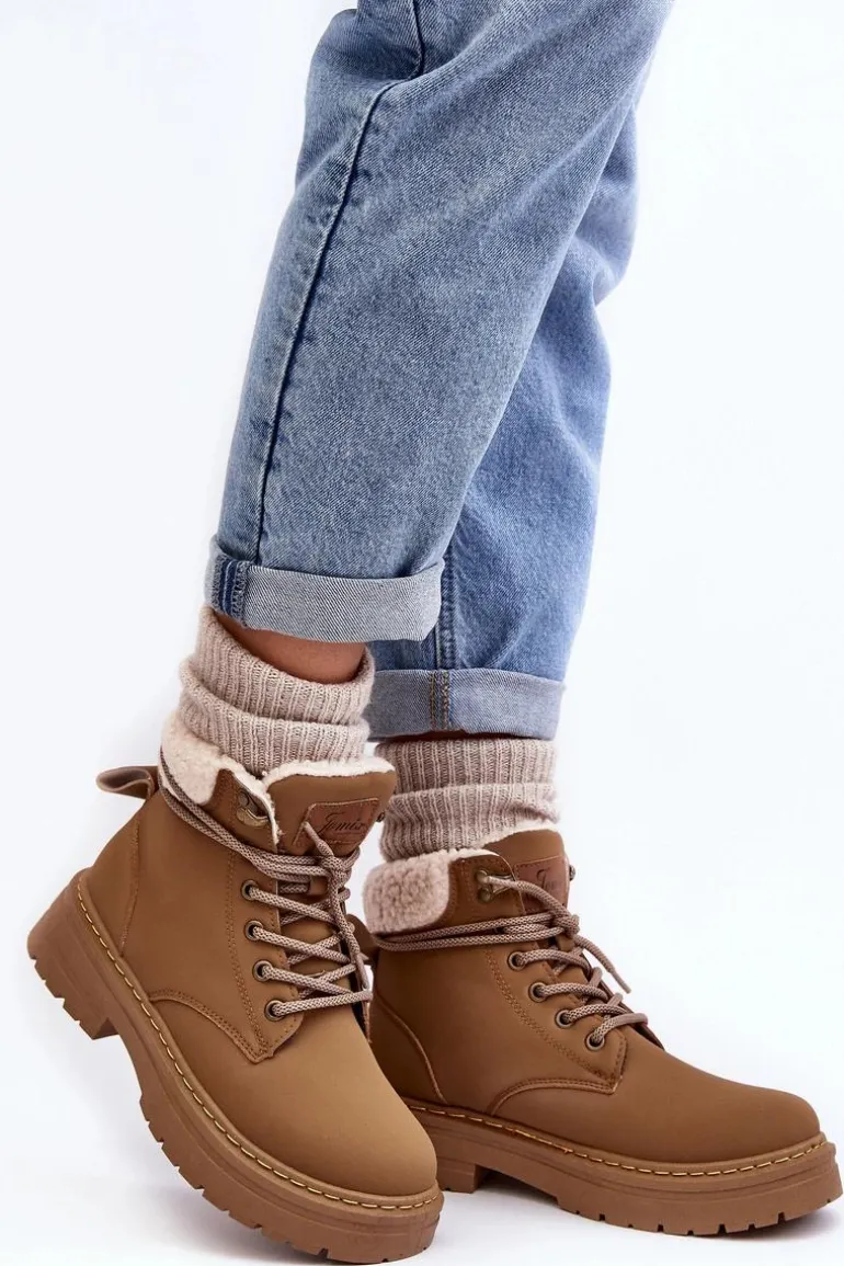 Trapery Damskie Skórzane Z Kożuchem Brązowe Lynnvia