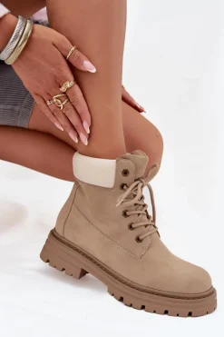 Trapery Damskie Sznurowane Beżowe Norena