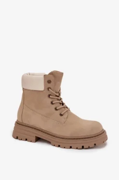 Trapery Damskie Sznurowane Beżowe Norena