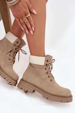 Trapery Damskie Sznurowane Beżowe Norena