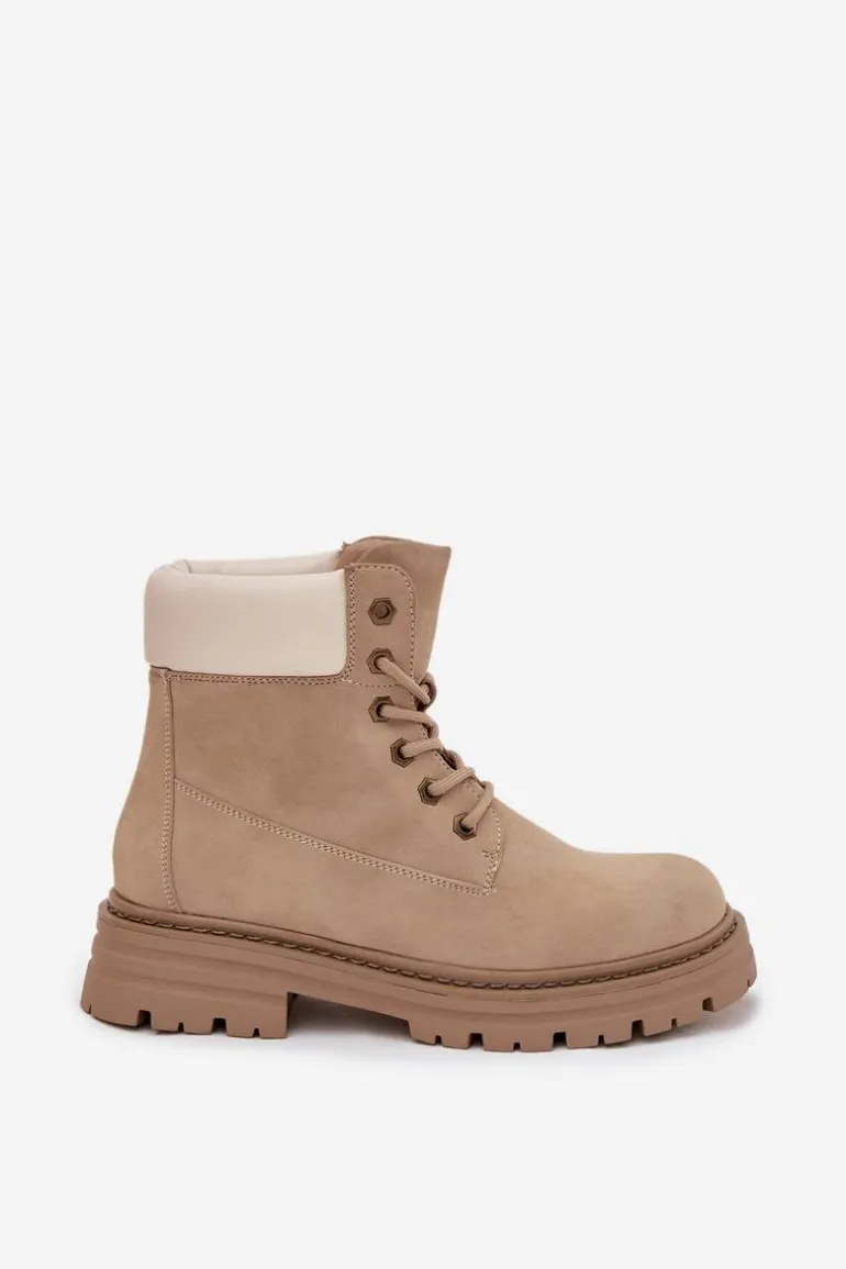 Trapery Damskie Sznurowane Beżowe Norena