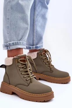 Trapery Damskie Z Kożuchem Zielone Jette