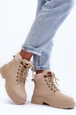 Trapery Damskie Z Kożuchem Jasnobeżowe Jette