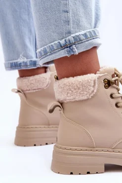 Trapery Damskie Z Kożuchem Jasnobeżowe Jette