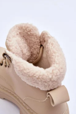 Trapery Damskie Z Kożuchem Jasnobeżowe Jette