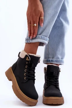 Trapery Damskie Z Kożuchem Czarne Jette