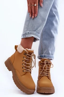 Trapery Damskie Z Kożuchem Brązowe Jette