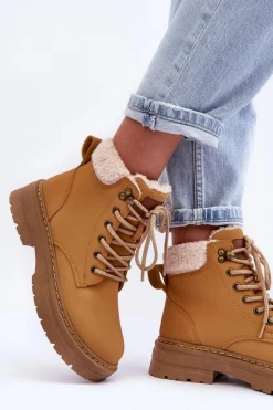 Trapery Damskie Z Kożuchem Brązowe Jette