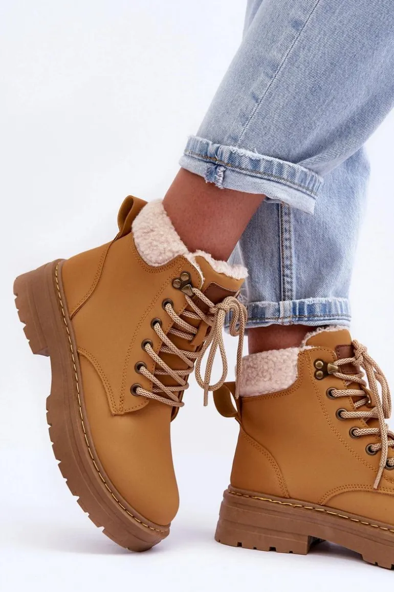 Trapery Damskie Z Kożuchem Brązowe Jette